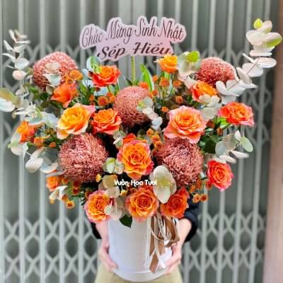 Lẵng Hoa Sinh Nhật Tặng Sếp Nam